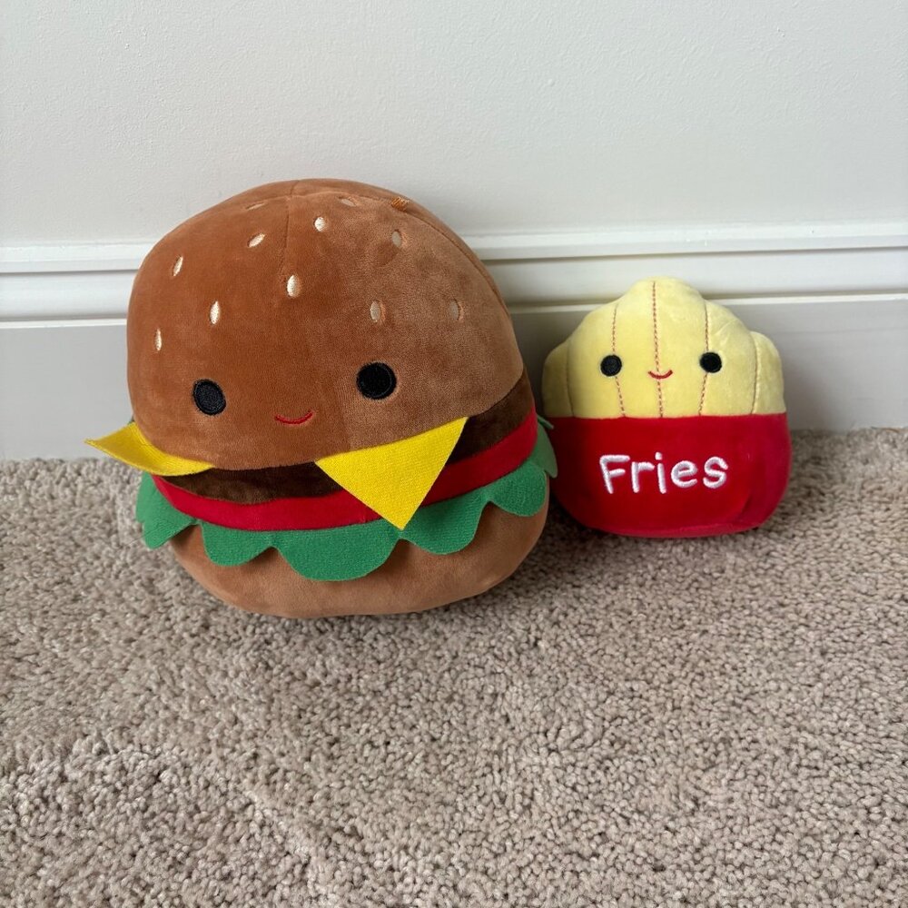 Squishmallows Carl the Cheeseburger 9” & Fries 5” Plush Toy Set